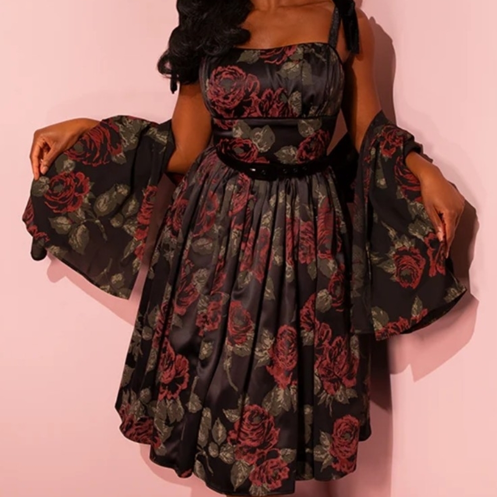 Micheline Pitt 1950's Satin Swing Dress
